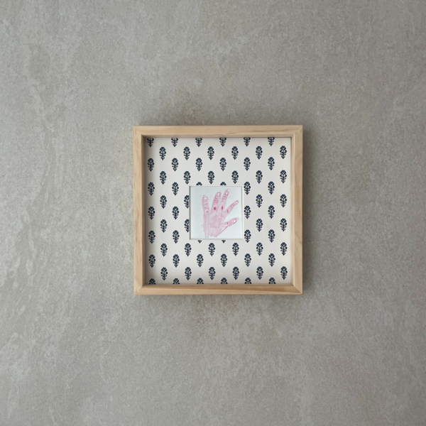 블루 플로럴 마운트 & 우드 프레임