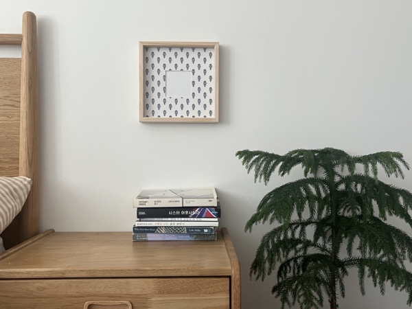 블루 플로럴 마운트 & 우드 프레임